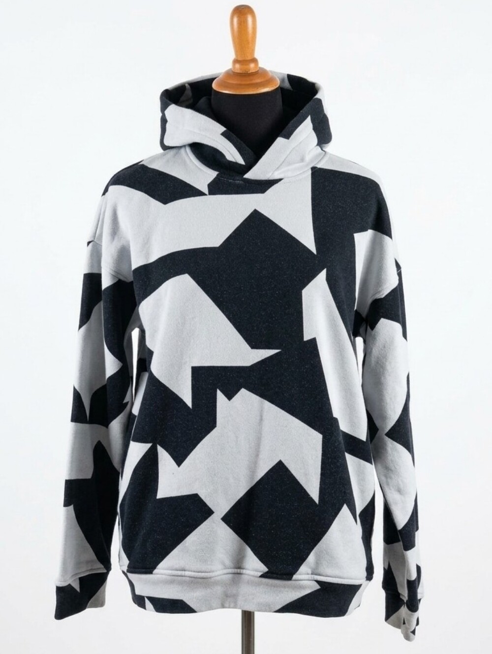 abercrombie kids Geometric Pattern Fleece Pullover Hoodie Black White Size 17/18